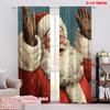 2pcs,2D Plane Printing Curtain Fabric American Santa Claus Versatile Polyester (without Rod) Home Decor Use for Bedroom, Living