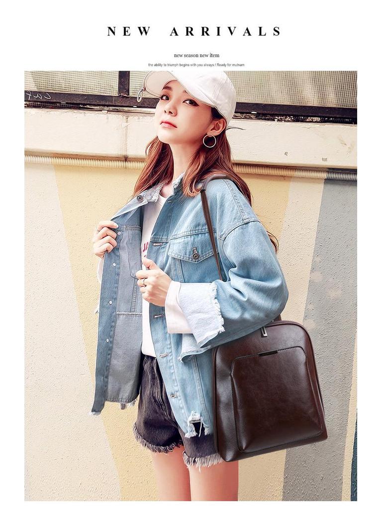 Стильный женский однотонный рюкзак и сумка через плечо для колледжа - Повседневная мода из ПУ кожи для путешествий и студентов