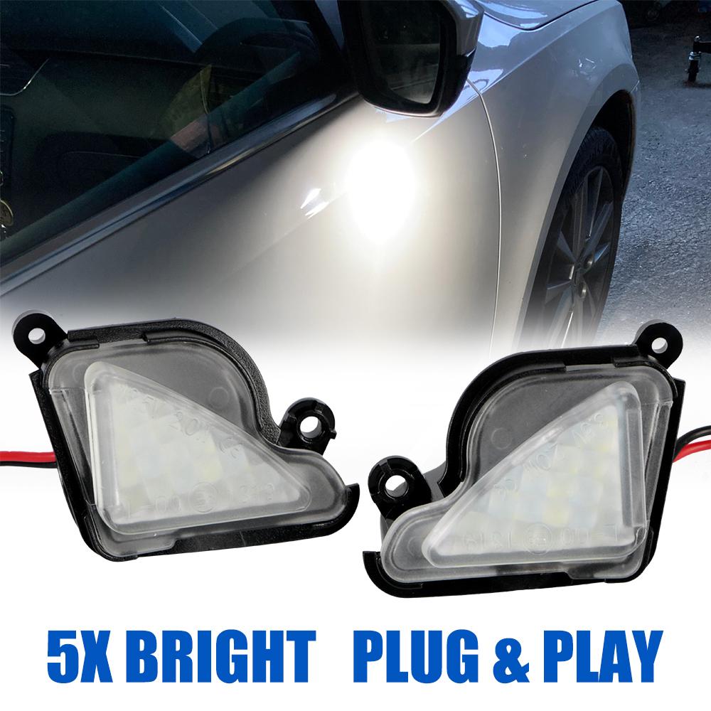 Car LED Under Side Mirror Light For Skoda Superb 2 1 Pair Puddle Lamps White
