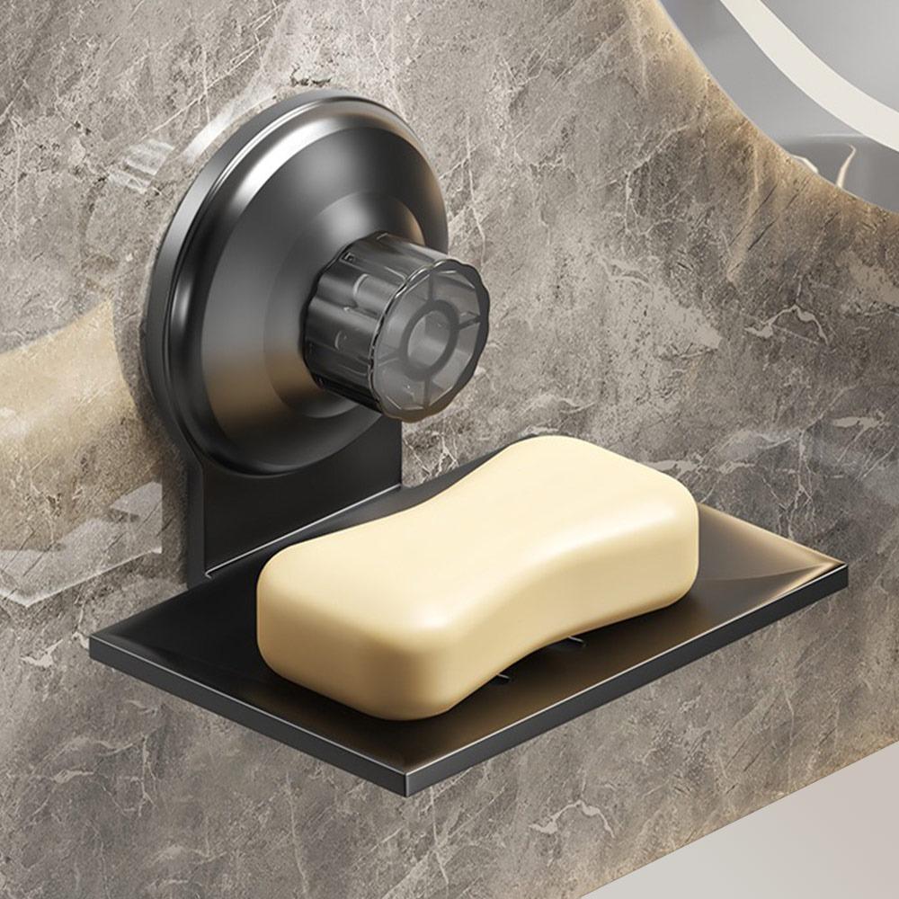 Metal Soap Dish Suction Cup Soap Container Tray Storage Rack  Bathroom Kitchen Sink Organizer