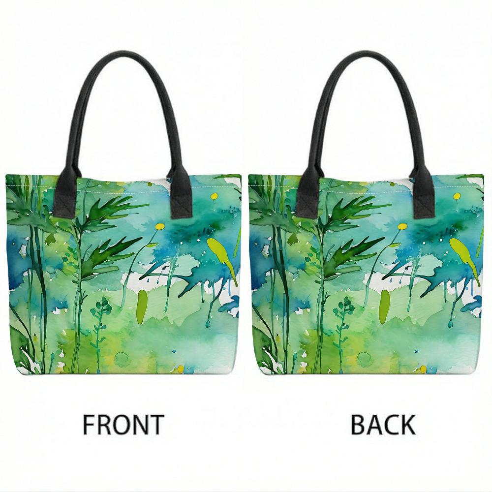 Watercolor Tropical Plant Print Tote Bag Large Casual Shoulder Handbag for Daily Use