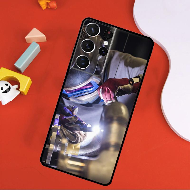 Welder Welding Hot Metal Worker Phone Case For Samsung Galaxy S25 Ultra S9 S10 S20 FE S21 S22 S23 S24 Plus S24 Ultra Cover