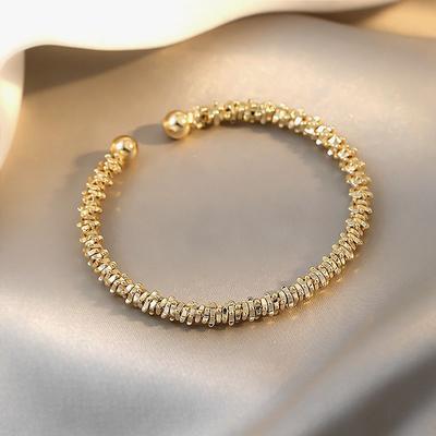 Классический простой браслет-манжета из медного сплава золотого цвета с цирконом, корейские модные аксессуары, браслет-манжета в стиле OL для девушки/женщины