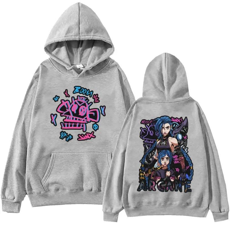 Горячая аниме-толстовка Arcane Harajuku Hip Hop Pullover Tops Sweatshirt Fans Gift Sweatshirt Harajuku Anime Hoodies & Sweatshirts Men's
