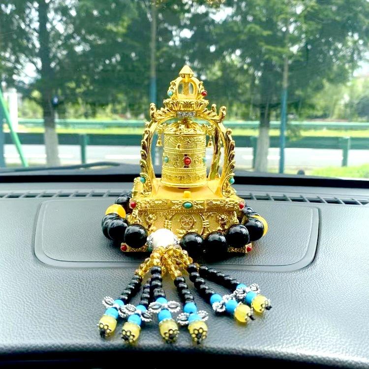 Creative Solar Alloy Car Accessories Prayer Wheel Automatically Rotates Car Interior Decoration Feng Shui  Buddhism