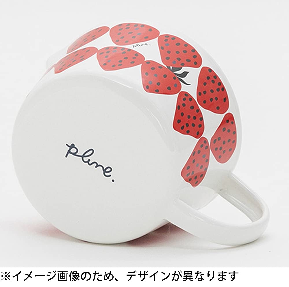 Tamahashi Enamel Measuring Cup, 450ml, Made In Japan, Prune, White, Apples Design, MC-602
