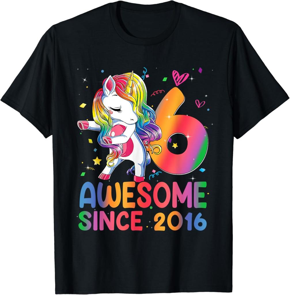 6 Year Old Gifts Girls Teens Dabbing Unicorn 6th Birthday T-Shirt