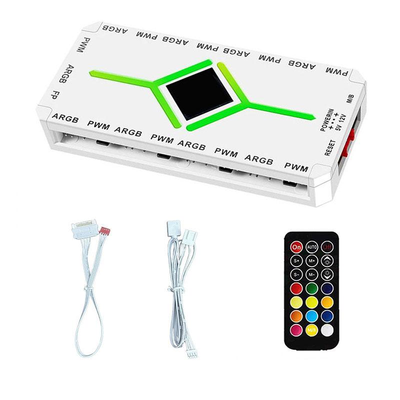1 К 9 3 в 1 5V 3-контактный ARGB контроллер Хаб для вентиляторов охлаждения PWM Хаб для вентиляторов PWM ARGB Хаб для 5V адресуемых ARGB вентиляторов для компьютерного корпуса ПК