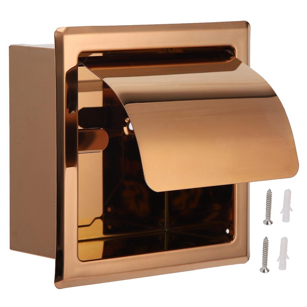 Stainless Steel Paper Towel Holder Rose Gold Toilet Paper Dispenser Bathroom Kitchen Washroom