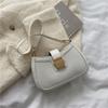 Ladies Trendy Vintage Underarm Bag Solid Color PU Leather Shoulder Bags Fashion Simple Handbag Female Purse