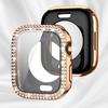Блестящее стекло+чехол для Apple Watch Case 49мм 46 42 45 41 40 44мм Бриллиантовый бампер+Защита экрана Iwatch Series 11 10 9 8 7 6 5 SE