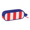 Trousse double scolaire - safta - 21x6x8 cm - Rouge, Bleu, Blanc - Polyester résistant - Fermeture éclair