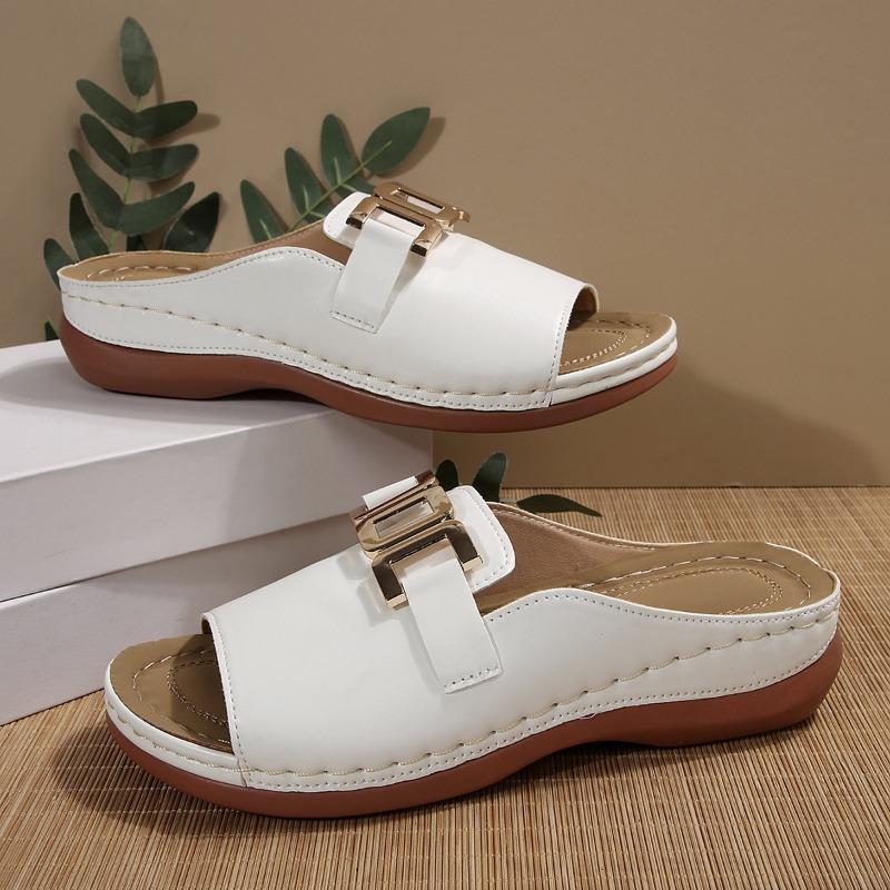 Женские летние шлепанцы на платформе больших размеров с открытым носком и ремешком