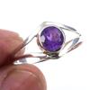 Кольцо из чистого серебра 925 пробы с натуральным аметистом ручной работы, размер 7,5 U1Z96