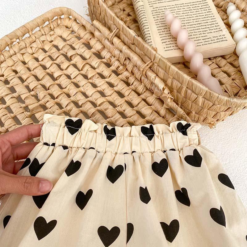 Весенне-летняя рубашка на подтяжках с милым бантом для девочек и шортами, детская хлопковая одежда из 2 предметов, повседневные топы для малышей, костюм