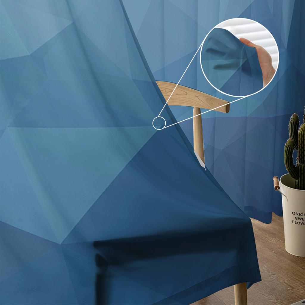 Треугольный синий градиентный тюль прозрачные оконные шторы для гостиной кухни детской спальни вуаль подвесная занавеска