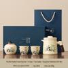 Portable Quick-Brew Travel Tea Set with Water Separation: One Pot & Four Cups