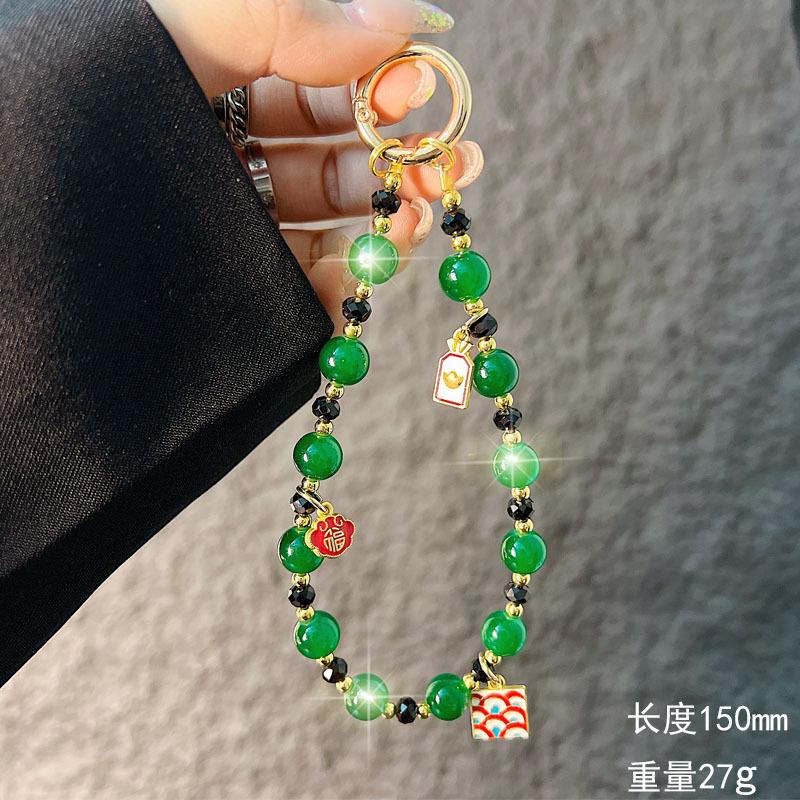 Chinese Style Phone Chain Handmade Beaded New Year Phone Strap Wrist Hanging Car Key Chain Pendant String for Women