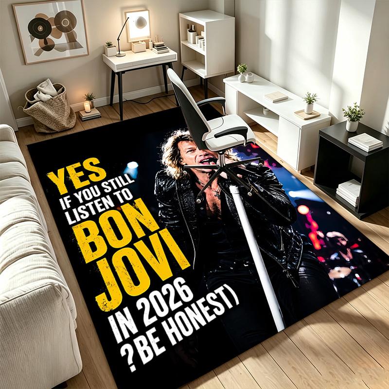Bon Jovi A A rug suitable for office chair areas living rooms and computer desks perfect for home offices and an ideal holiday gift