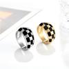 Retro Checkerboard Oil Drop Ring Women's Niche Light Luxury High-end Ring, Non-fading Titanium Steel Electroplating
