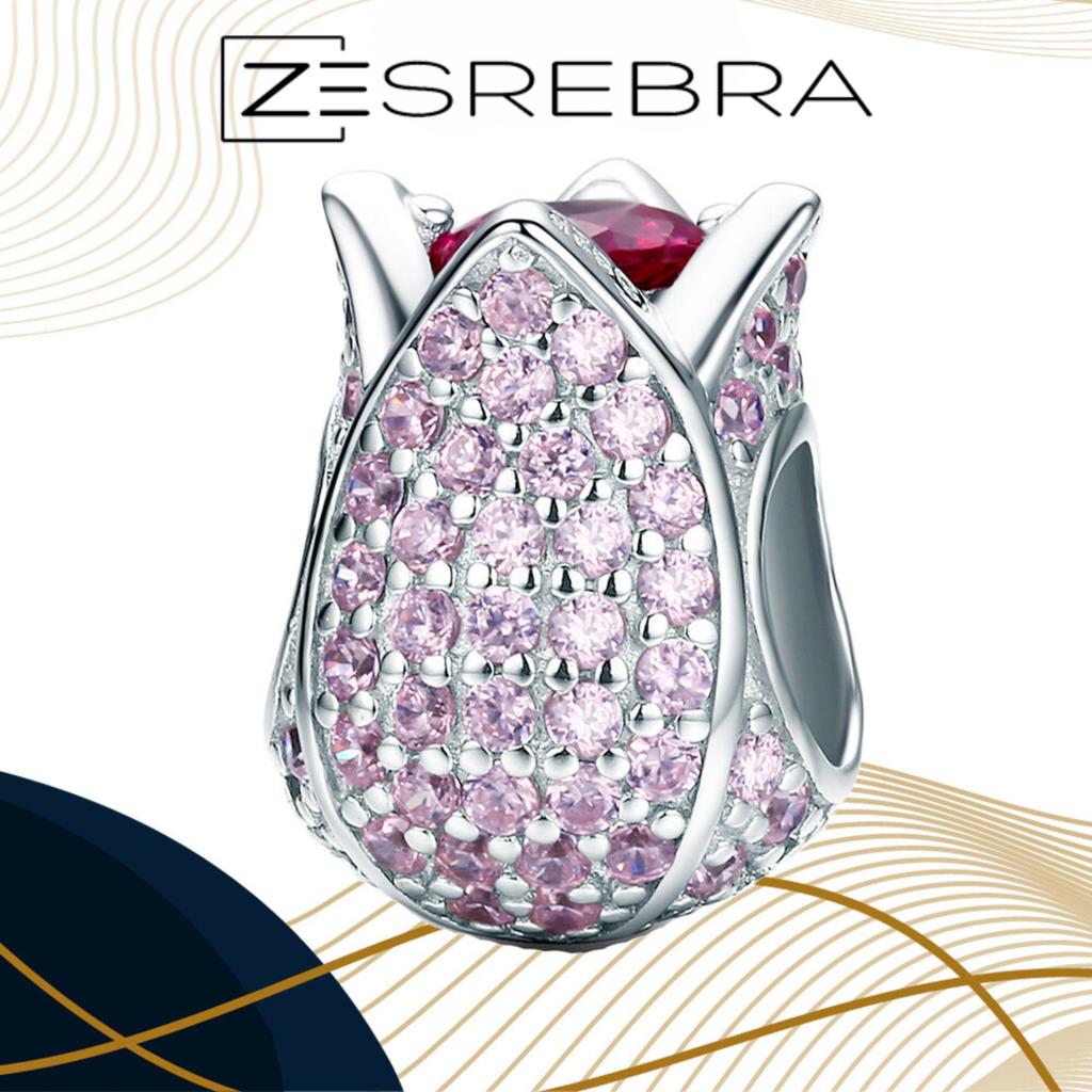Charms Flower Tulip Bead Beads Pr 925 Colorful Zircons Crystal