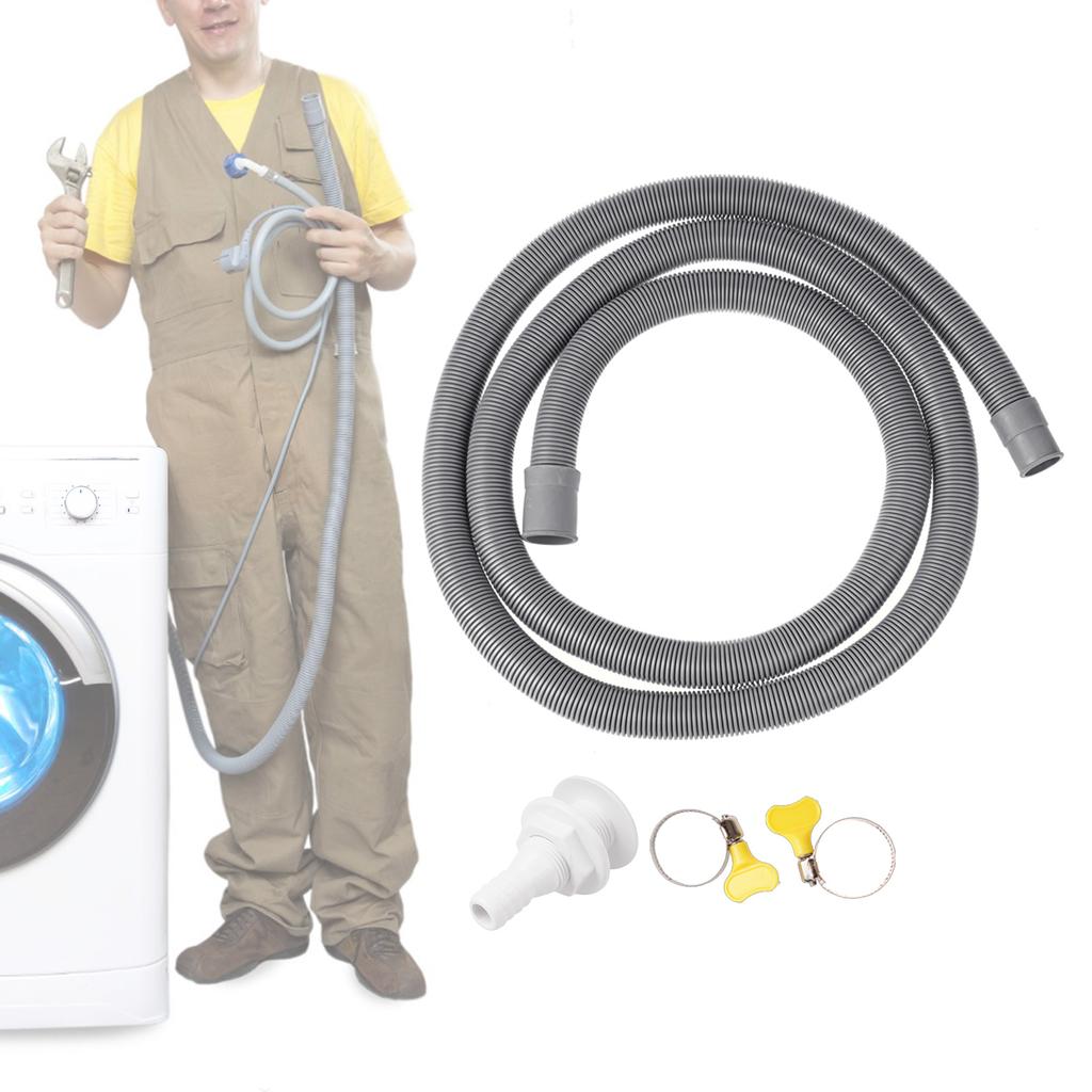 Long Service Washing Machine Drain Extension Set with Clamps Drain Hose Extension for Washing Machines 2M Hose with Clip
