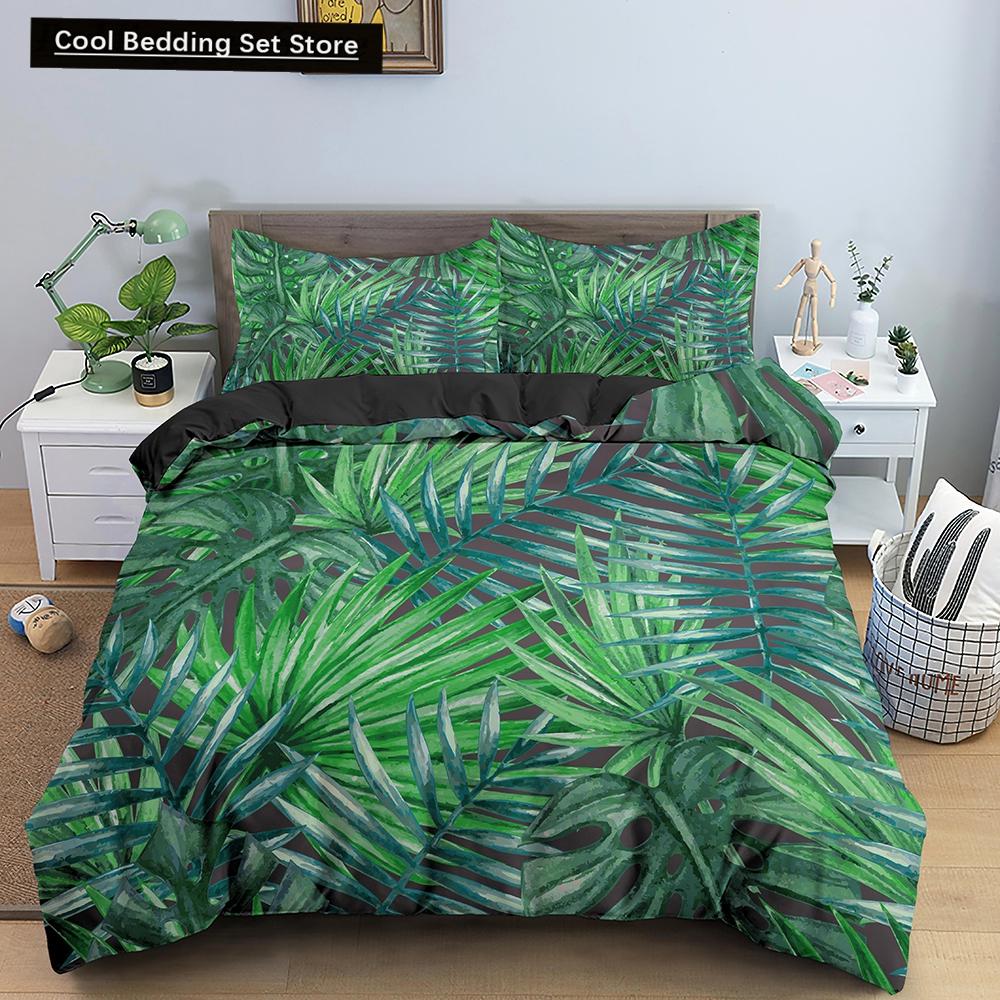 Комплект постельного белья «Природа» с изображением тропических зеленых листьев, джунглей и растений, пододеяльник с 3D-ботаническим рисунком из полиэстера