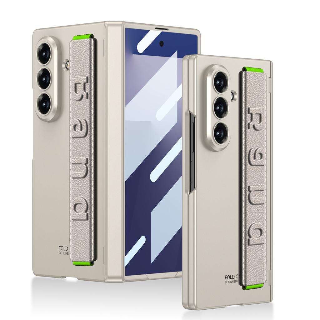 Samsung Z Fold7 Mobile Phone Case Elastic Wristband Simple Protective Case Rotating Shaft Shell Film Ultra Thin Frosted Hard