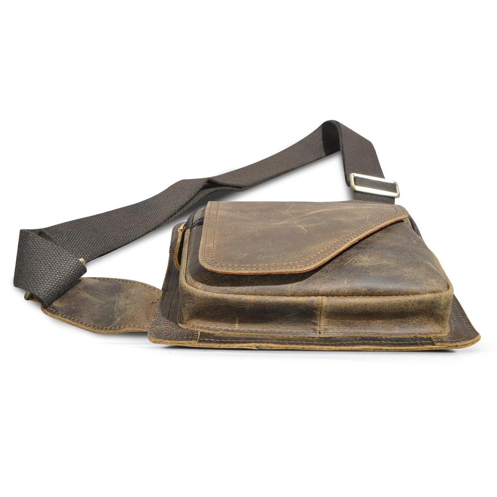 Мужская качественная кожаная модная повседневная сумка-мессенджер на нагрудном ремне, маленькая сумка-рюкзак через плечо