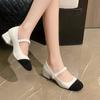 Women's Mary Jane High Heels 2024 Summer New Fashion Elegant Square Heel Thick Heel Classic Versatile Women Single Shoes
