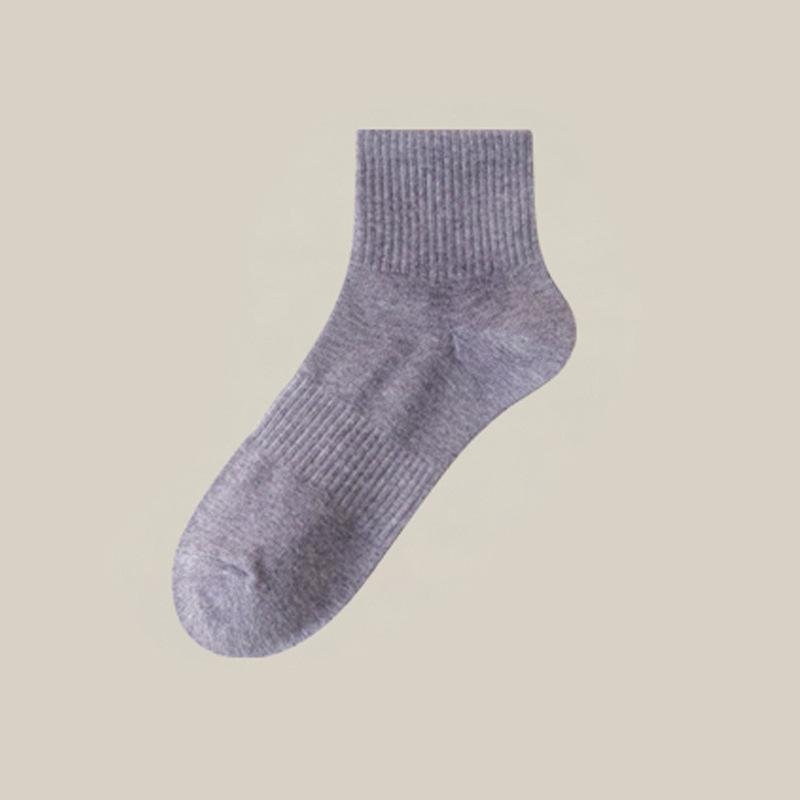 Women's Autumn Mid-calf Socks, Summer Thin Sweat-absorbing and Breathable Cotton Socks, Solid-colored Short Socks, Spring and Autumn Long Calf Socks