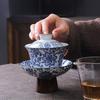 Антикварный сине-белый фарфоровый гайвань Китайский набор для чайной церемонии Кунг-фу Керамический чайник Чашки