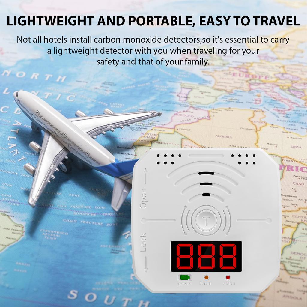 2 Packs Carbon Monoxide Detectors Portable CO Alarm Detector Monitor with LCD Digital Display Sound