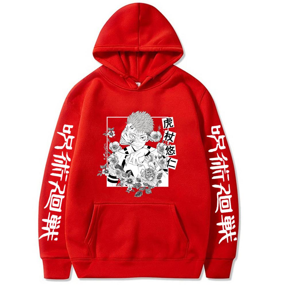 Худи Jujutsu Kaisen Итадори Юдзи Графические худи Винтажные Оверсайз с капюшоном Повседневные Длинные рукава Мужская Женская одежда