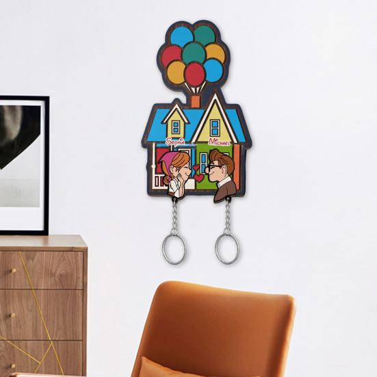 Парный набор ключей, держатель для воздушного шара с деревянной подвеской для пары, брелок на память для пары, подарок на День святого Валентина для парня