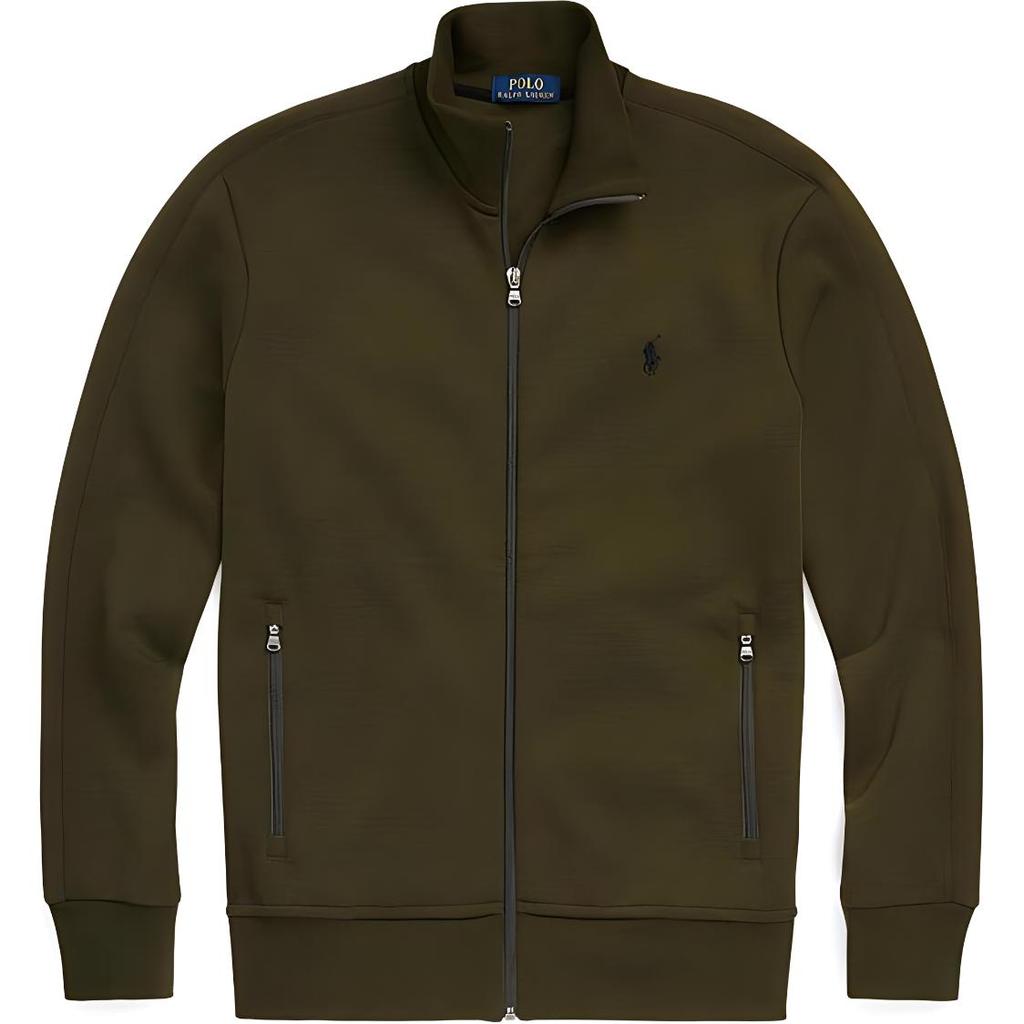 Polo Ralph Lauren FW24 Однотонная куртка с вышивкой маленького пони на молнии с длинным рукавом Мужская куртка Темно-оливковый 710881509-003