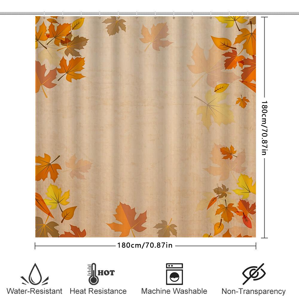 Colorful Maple Shower Curtain Waterproof Fabric Decorative Bath Rug Set Autumn Leaves Printed Bathroom Curtains for Home Decorat