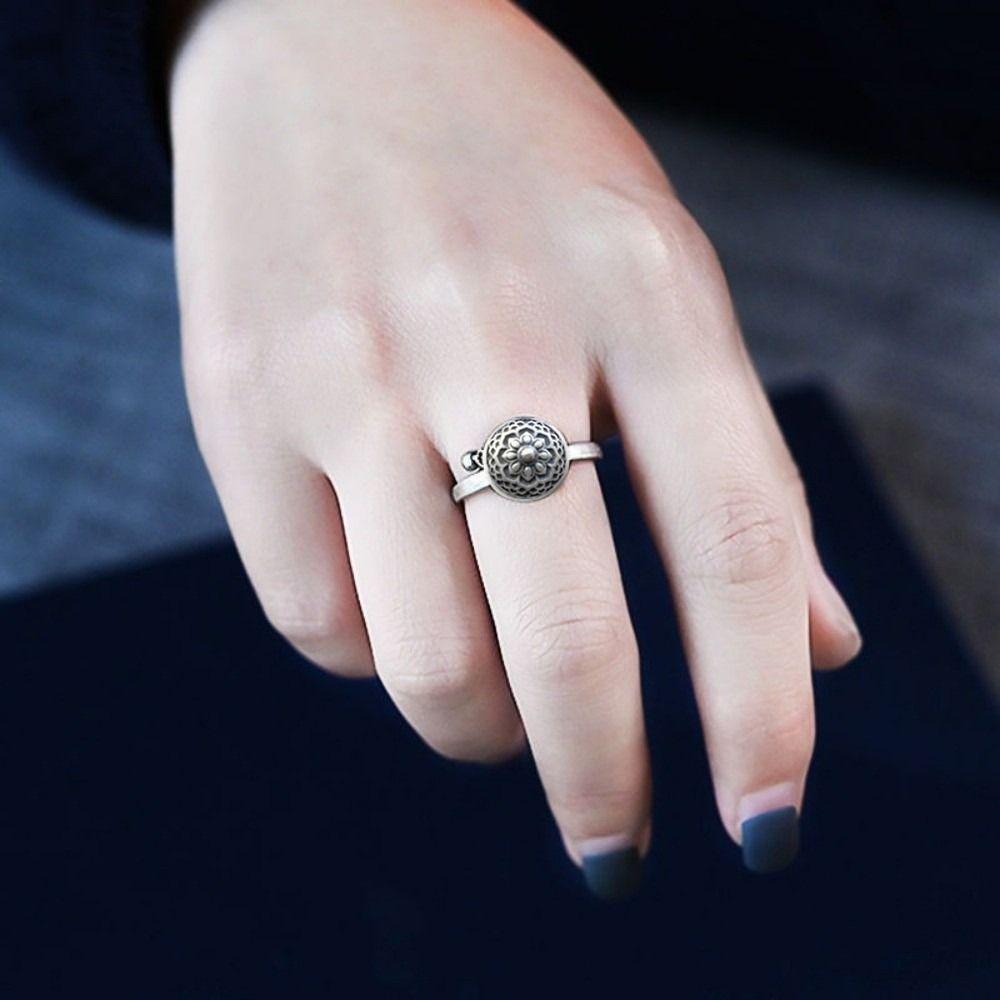 Rotatable Spinner Ring Open Fortune Wealth Ring Retro Traditional Fidget Jewelry Gift