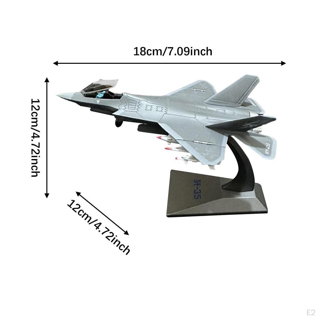 Fighter Model 1/100 Scale Ornament Souvenir with Base Diecast Plane Toy for Living Room