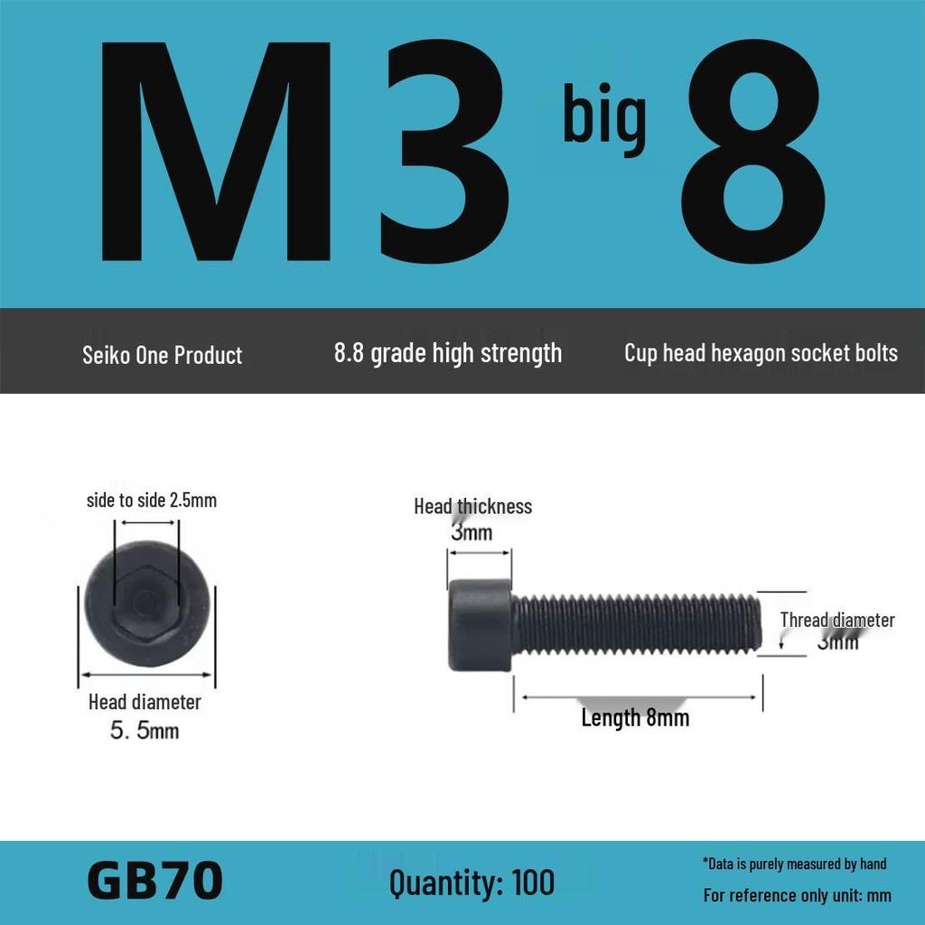 8.8 High-Strength Socket Head Cap Screw Bolt (M4-M16)