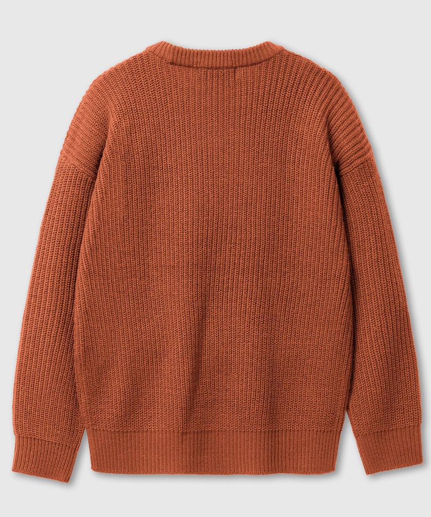 LEMAIN SECOND Oversized Voluminous Washable Crew Neck Hazzi Knit [Brick]