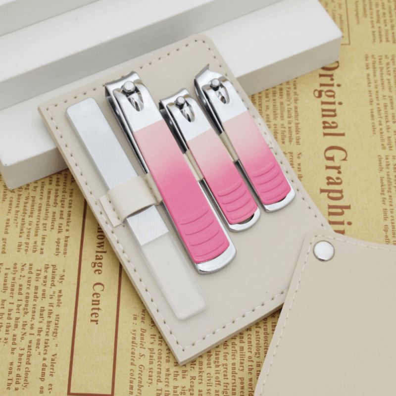 26-Piece Nail Care Tools Stainless Steel Manicure Set with Curved Blade Plastic Handle Clipper Kit Beauty Type