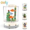 Unique Round Fish Tank Building Block MOC Toy Sets with City Scene Living Room Interior Decoration Clownfish Parrots Reptiles Lizards Birdcage