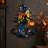 Handcrafted Witch Style Suncatcher Acrylic Suncatcher, Stained Glass Effect Window Car Hanging Ornament, Gothic Scary for Windows with Pumpkin Lantern