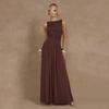 European and American Fashion Sexy Sleeveless Pleated Slim Fit Long Dress Solid Color Dress