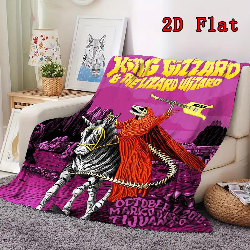 King Gizzard 2D Flat Pattern Flannel Blanket High quality All Seasons Warmth and Comfort Perfect for Christmas Gifts.NMT0928429