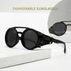New Retro Sunglasses Men Women Leather Round Glasses Vintage Driving Goggles Anti Wind Outdoors Sports Eyewear Uv400