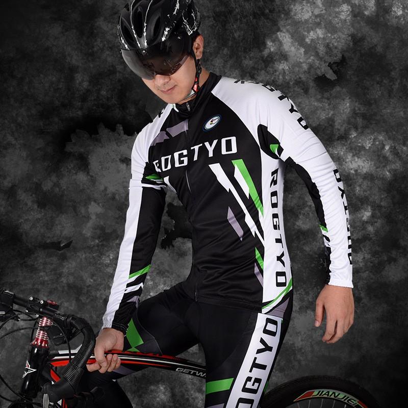 Mens Long Sleeve Cycling Jersey Shorts Set Mountain Bike Riding Season Breathable Windproof