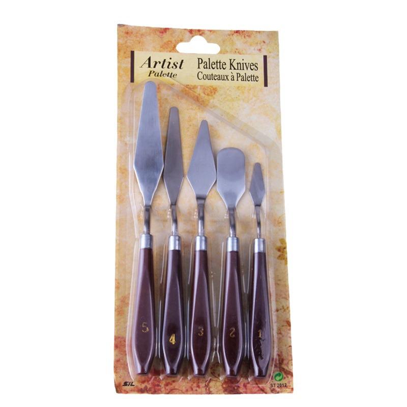 Набор из 5 пластиковых мастихинов для живописи для смешивания масляных, акварельных и акриловых красок