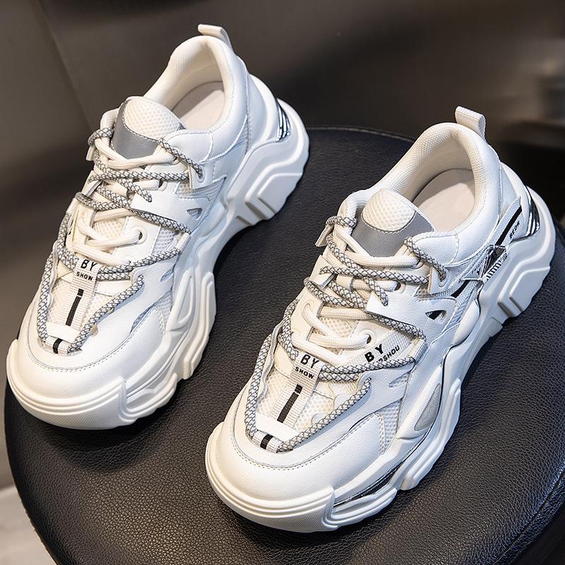 Daddy Shoes Women's Spring 2025 New Shoes Women's Platform Heightening Casual Women's Shoes Running Versatile Leather Sneakers